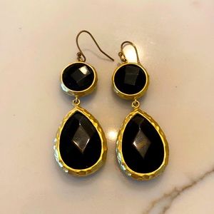 Stella & Dot black and gold drop earrings